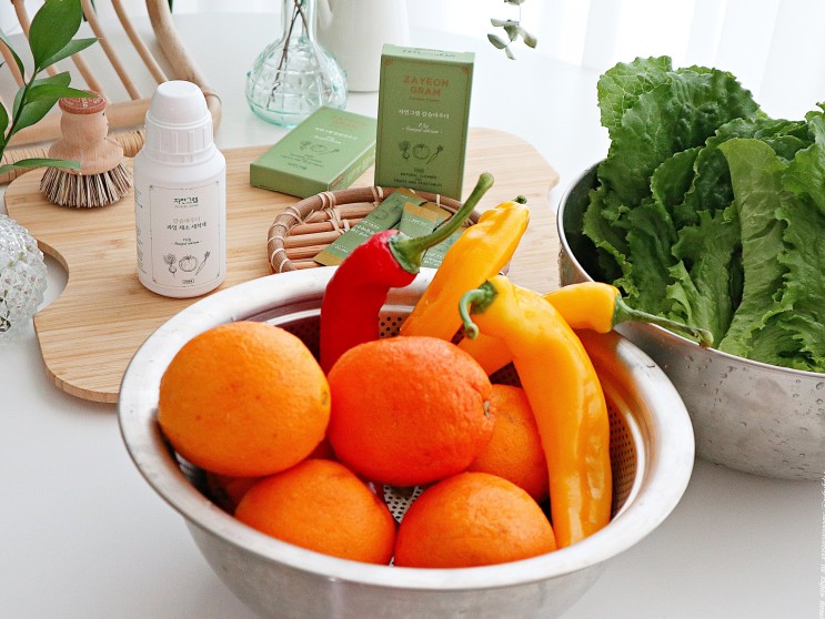 친환경 과일세정제 자연그램 칼슘파우더 과일세척에 필수! 계속 쓰게 돼