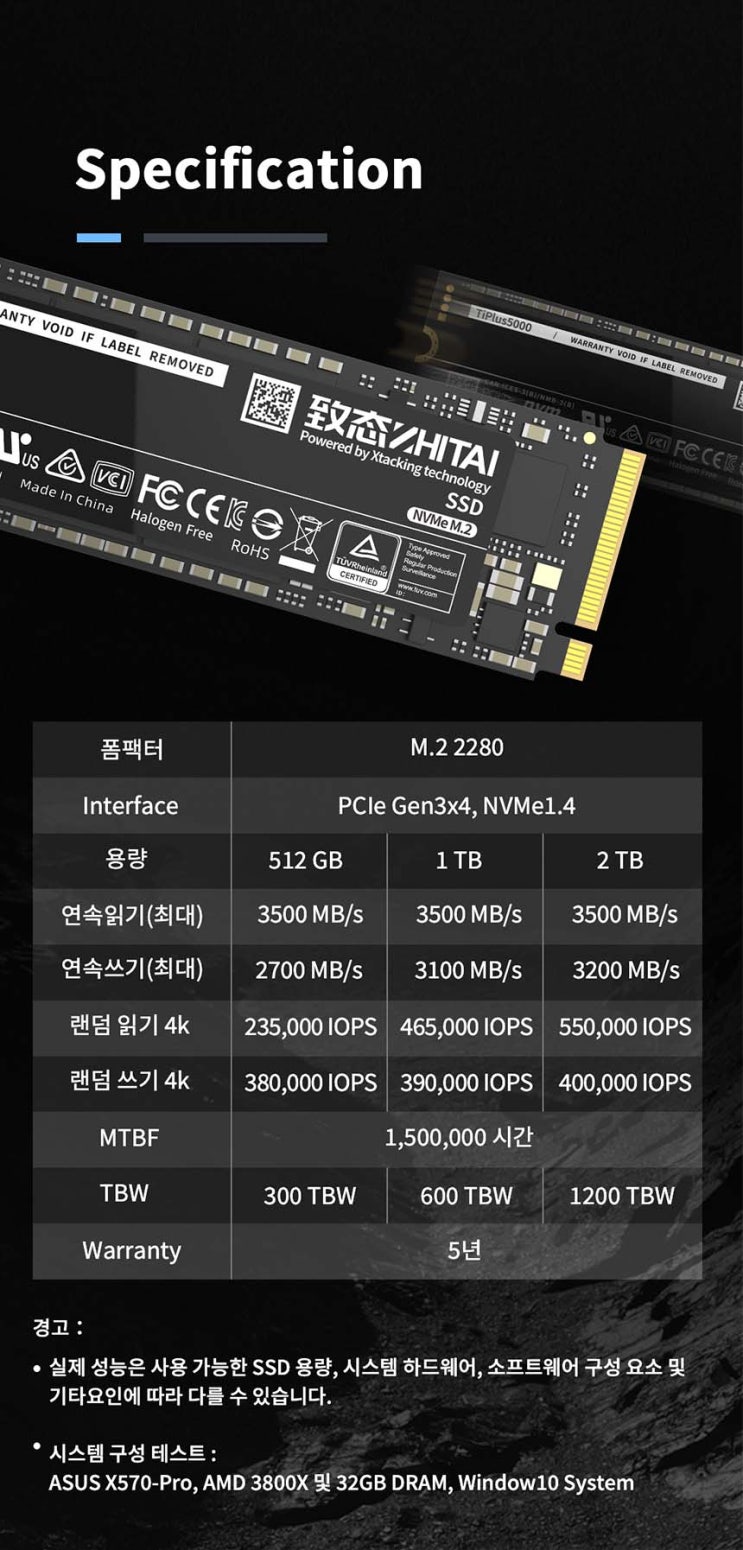  YMTC 신제품SSD ‘ZHITAI TiPlus5000’ 시리즈 출시