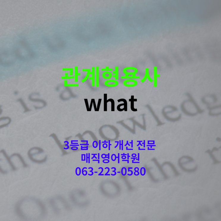  전주영어학원 제공 관계형용사 what (영어 3등급 이하 개선 전문 서신동 매직영어학원)