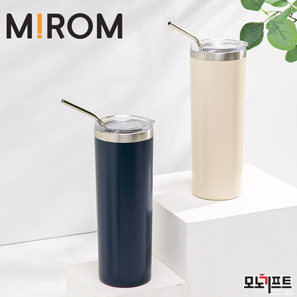  「 모노기프트 」무지 심플 진공 스텐텀블러 600ml+슬라이드 뚜껑+커브형 스텐 스트로우 _ 심플한 디자인의 텀블러, 스텐빨대 세트구성 판촉물!!