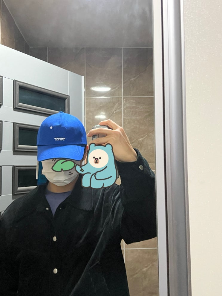 청량한 블루 아더에러 모자 Twin heart logo cap