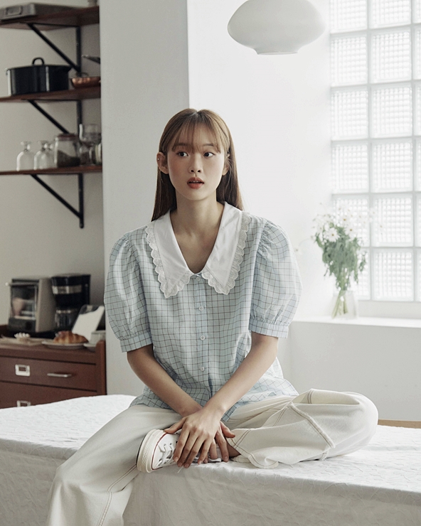  코벳블랑 체크블라우스 여름 니트 S/S 화보