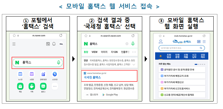 앱 설치 없이 모바일 홈택스 간편하게 이용하세요_국세청 앱 설치 없이 모바일 홈택스 간편하게 이용하세요_국세청