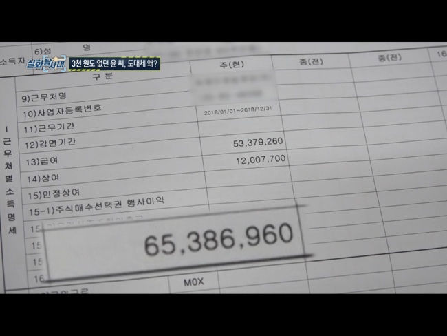  실화탐사대 故 윤상엽 씨 급여명세서 연봉 공개