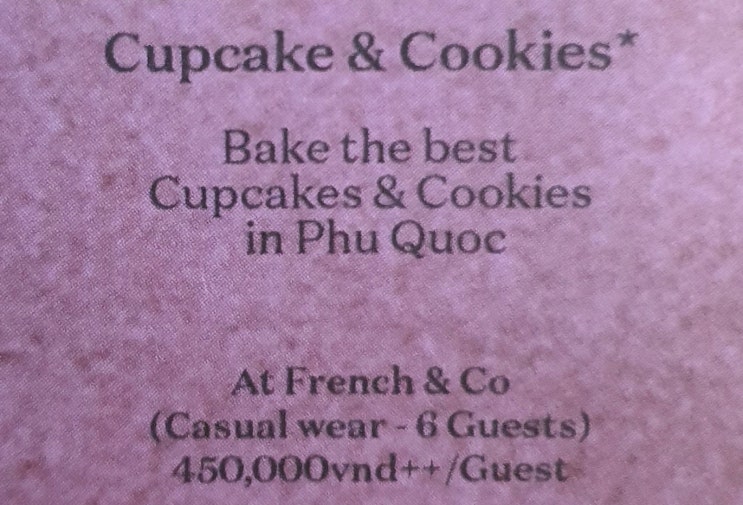 그리운 푸꾸옥 3일차 - 푸꾸옥 JW메리어트 리조트 성인 액티비티, 컵케이크 & 쿠키 쿠킹클래스(Cupcake & Cookies)
