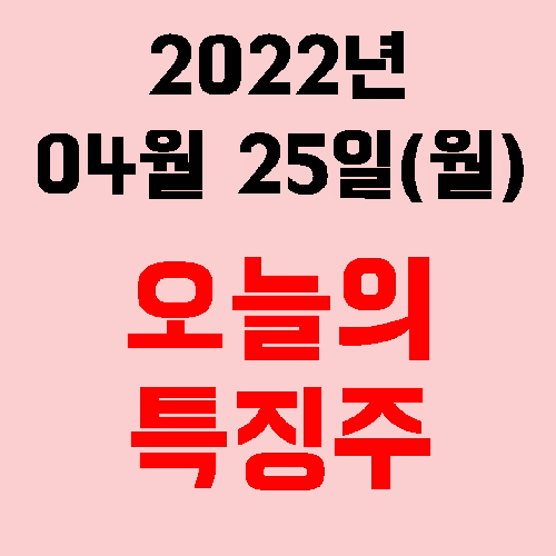  오늘의 시장 특징주 2022년 04월 25일(월)