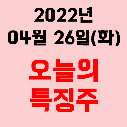  오늘의 시장 특징주 2022년 04월 26일(화)