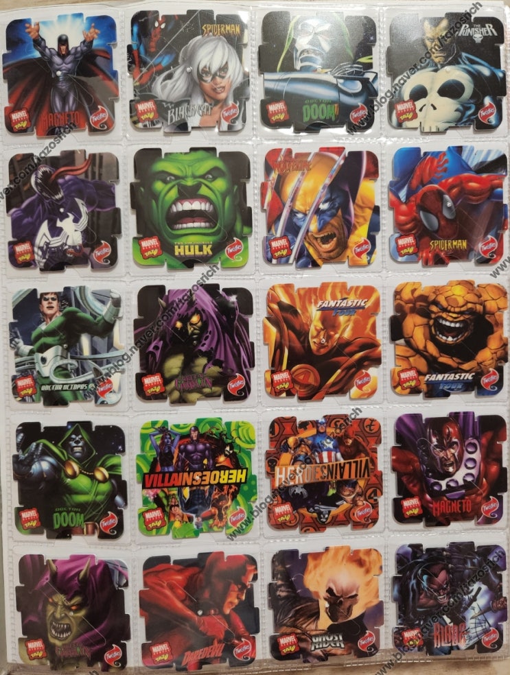 2005 TWISTIES Marvel Avengers heroes and villains Tazos complete collection of 50/50
