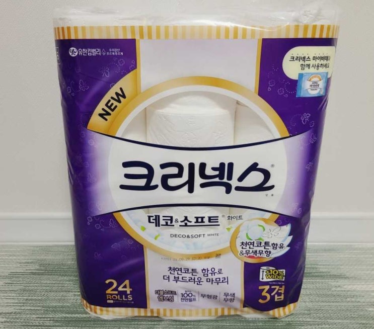  크리넥스 데코앤소프트 화이트 와이드 3겹 화장지