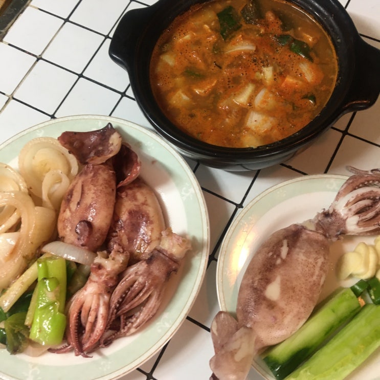  초간단 오징어 버터구이와 오징어 숙회