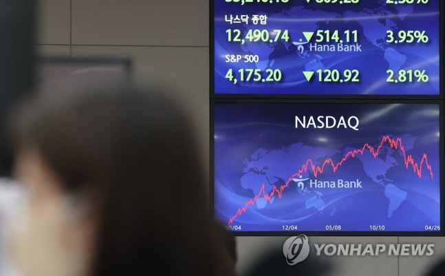 미국 증시 급락에 금융시장 '흔들'…주가 떨어지고 환율 치솟아 미국 증시 급락에 금융시장 '흔들'…주가 떨어지고 환율 치솟아