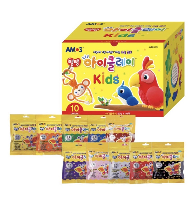  아이랑 취미를 공유하는건 나만의 욕심이겠지_아모스 탱탱 아이클레이 키즈 50g 15색 세트