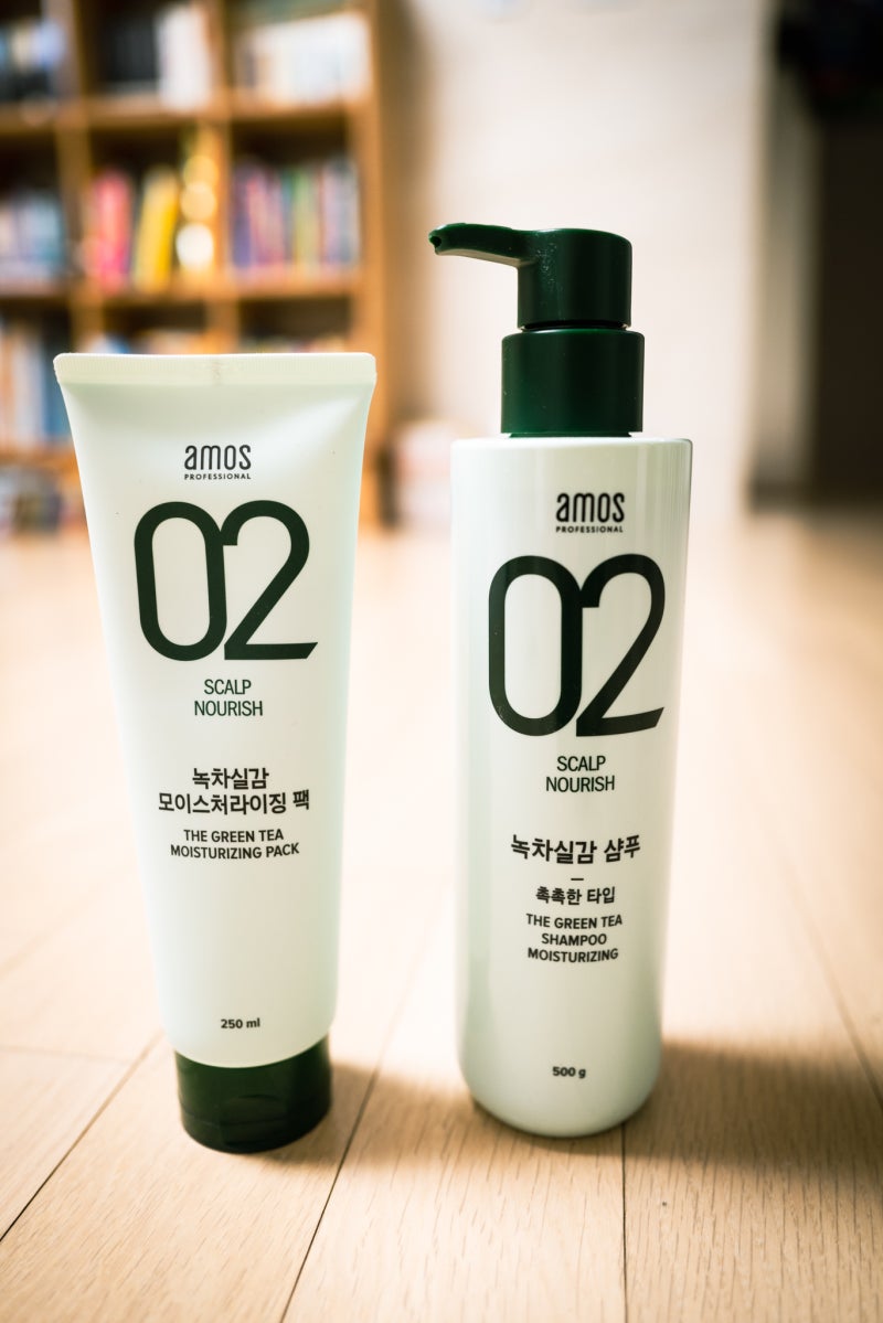 탈모증상완화 샴푸 팩 아모스 amos 녹차실감 모이스처라이징