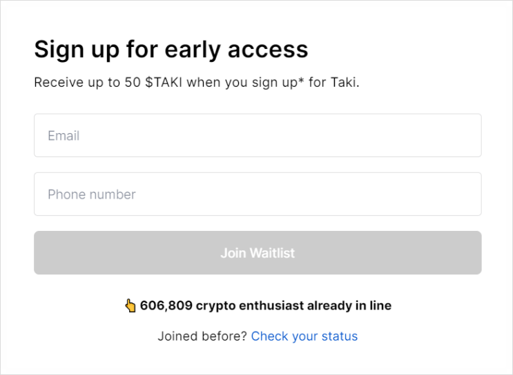 WEB3.0 소셜 네트워크 TAKI, 사전등록하고 TAKI 토큰 받기