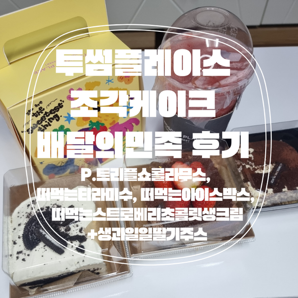  투썸플레이스 케이크 배달의민족 후기 - P. 트리플 쇼콜라 무스, 떠먹는 티라미수, 떠먹는 아이스박스, 떠먹는 스트로베리 초콜릿 생크림