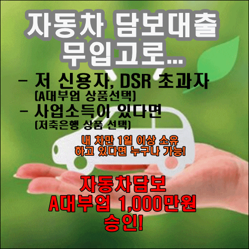  저 신용자 프리랜서 자동차담보 승인