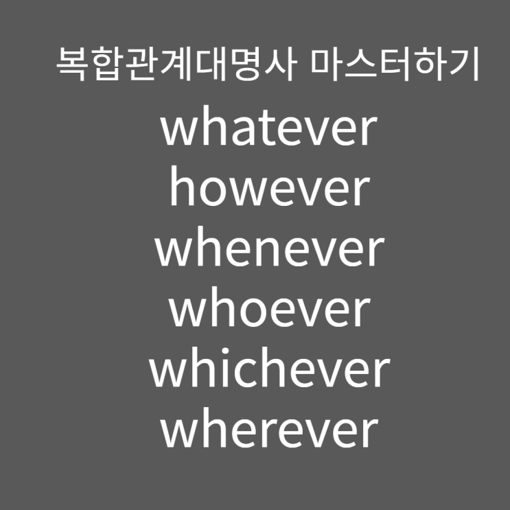 whatever, however, whenever,whoever,whichever,wherever 뜻