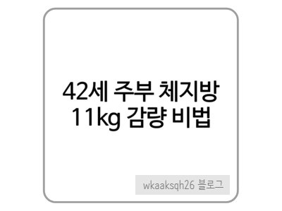  42세 주부가 체지방 11kg 감량한 비법