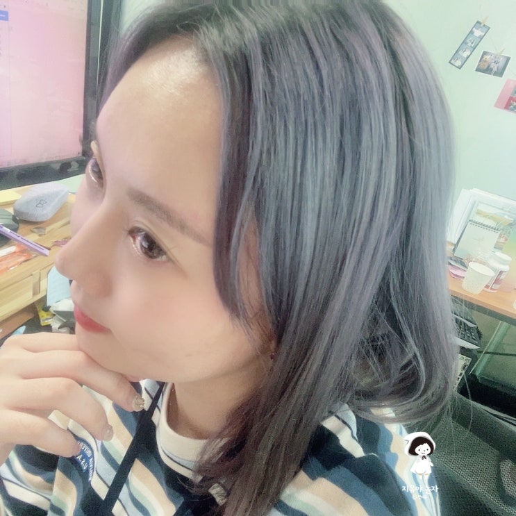  면목동미용실 살롱드모브 탈색머리 애쉬바이올렛 영롱한 보라색