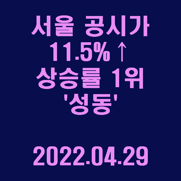  서울 공시가 11.5%↑…상승률 1위 '성동'/2022.04.29