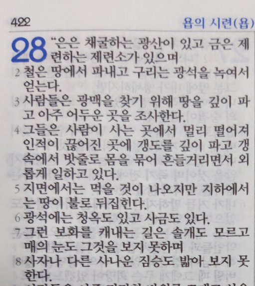 욥의 시련(욥기) 28장