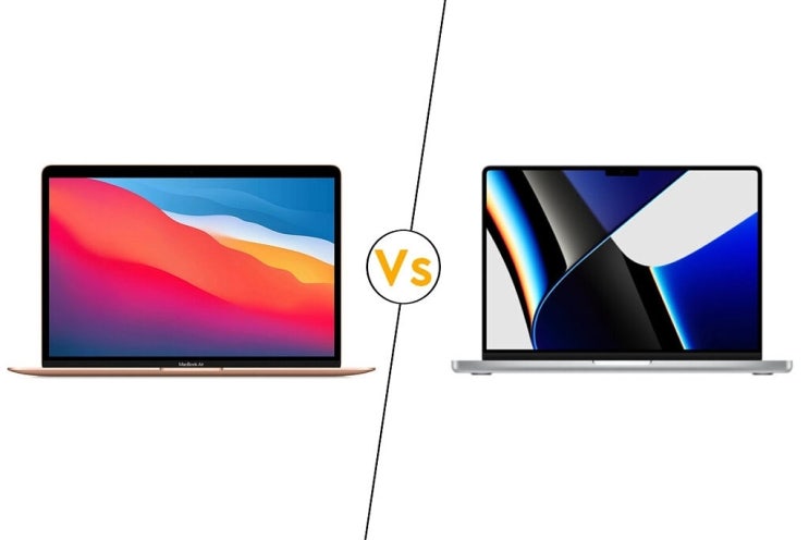 2022년 애플 맥북에어 vs 맥북프로 선택가이드 성능 디스플레이 크기 무게 스펙 비교
