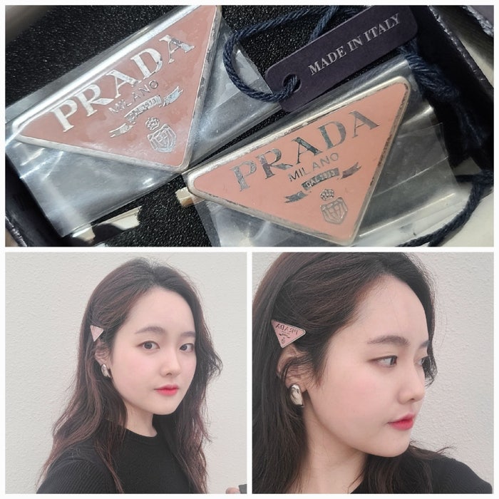 명품 악세사리 프라다 헤어핀 삼각로고 메탈 헤어클립 신상 후기 *_*