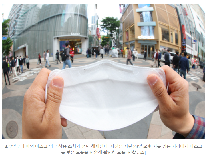  오늘(2022.05.02) 부터 실외 노마스크...이제 일상회복 이네요!