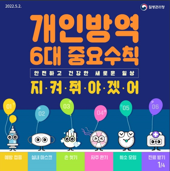 개인방역 6대 중요 수칙은? 질병관리청