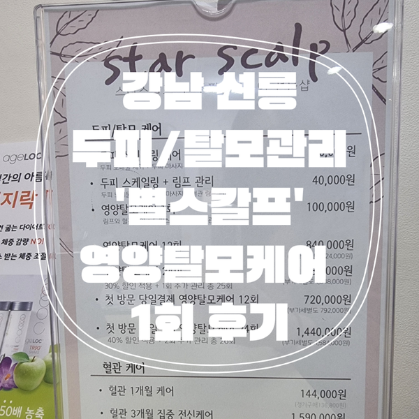  강남/선릉 두피케어 '별스칼프' 영양탈모케어 1회 후기!