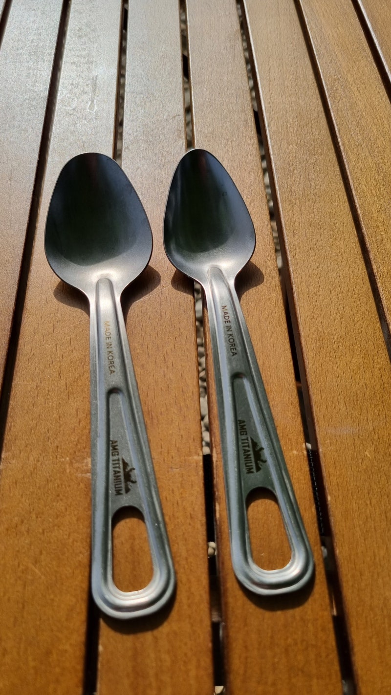 티타늄 수저, AMG 티타늄 여성용 숟가락, 캠핑 수저세트, 미니멀캠핑, 캠프닉