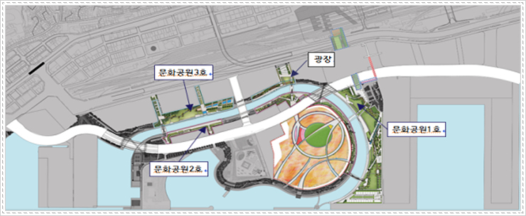  북항 1단계 재개발  공공시설(문화공원, 광장, 야생화단지)이 개방됩니다.