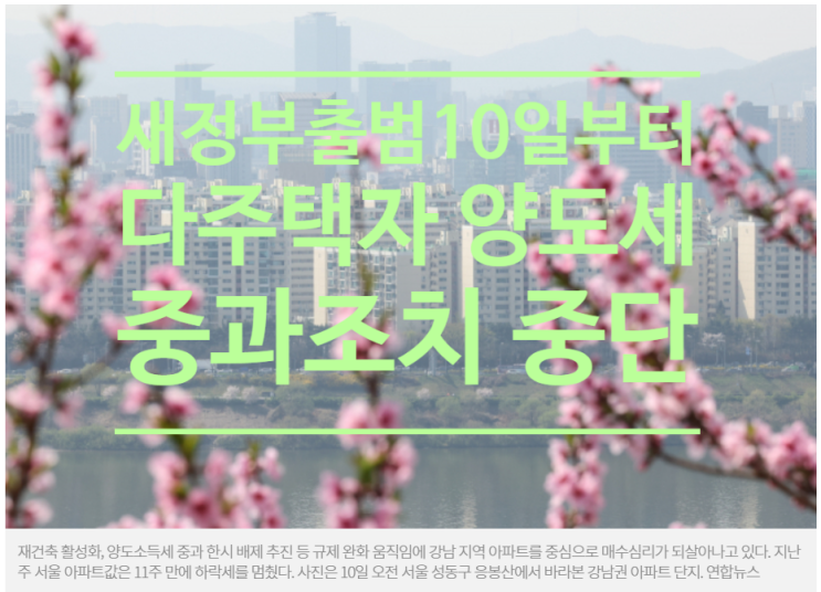 새 정부 출범 10일부터 즉시 다주택자 양도세 중과조치 중단