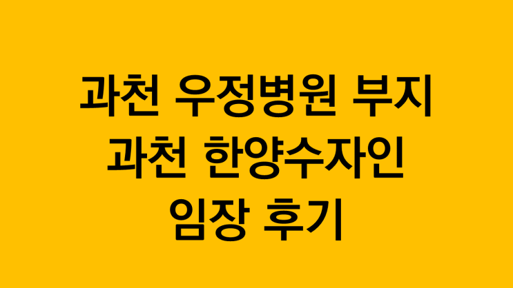  과천 우정병원 한양수자인 아파트 임장 후기 - 과천 위버필드 무순위청약 줍줍 바로 건너편