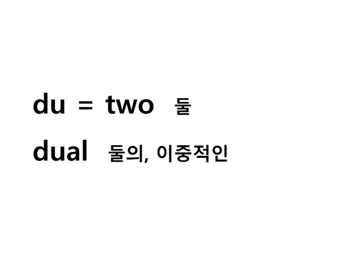  접두사 du = two 둘 (dual 둘의, 이중적인)