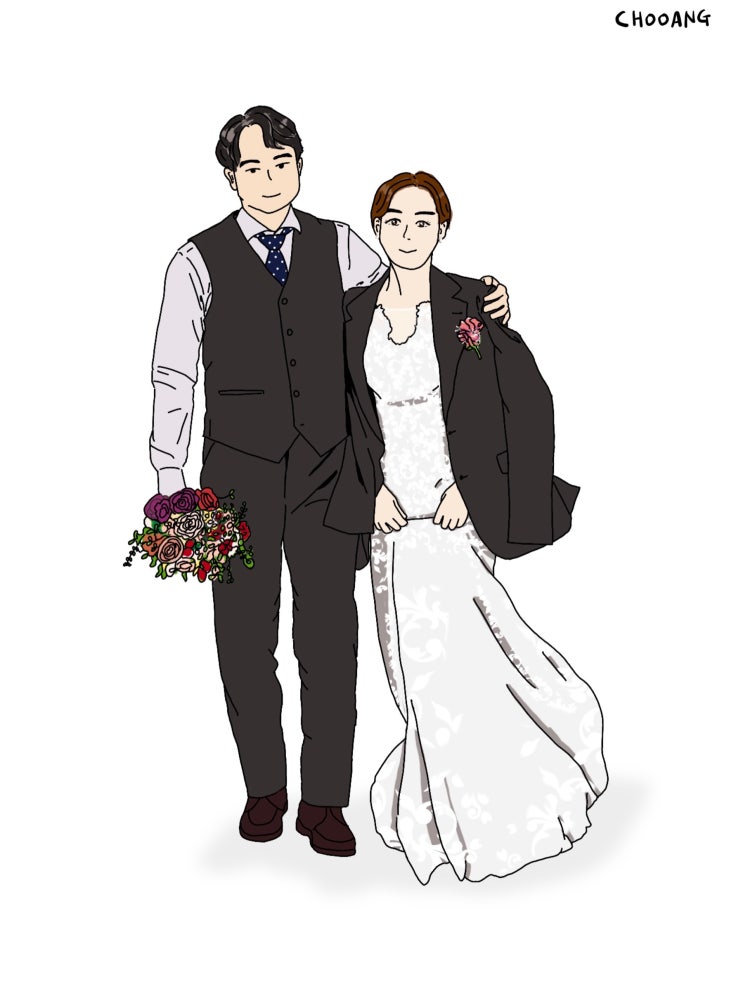  무료 라인드로잉 첫 손님!웨딩 커플  사진 아이패드 라인드로잉