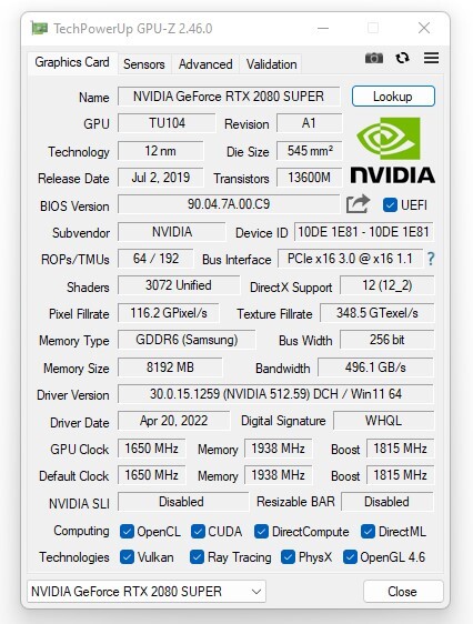 GPU-Z 최신버전 v2.46.0 다운 정보 VGA 스펙 확인 모니터링 프로그램