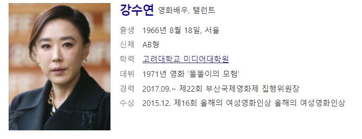 배우 강수연 사주풀이 사주분석