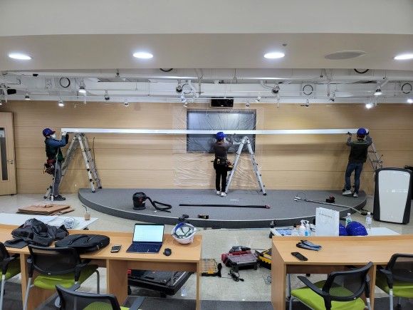  관공서, 학교 8M 전동 봉바텐 설치 (무선 리모컨)