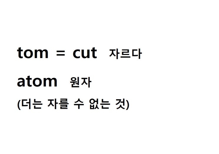  어근 tom = cut 자르다 (atom 더 이상 자를 수 없는 것 = 원자)