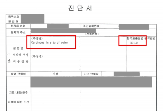  대장점막내암 D01 암진단비 분쟁 해결책은?