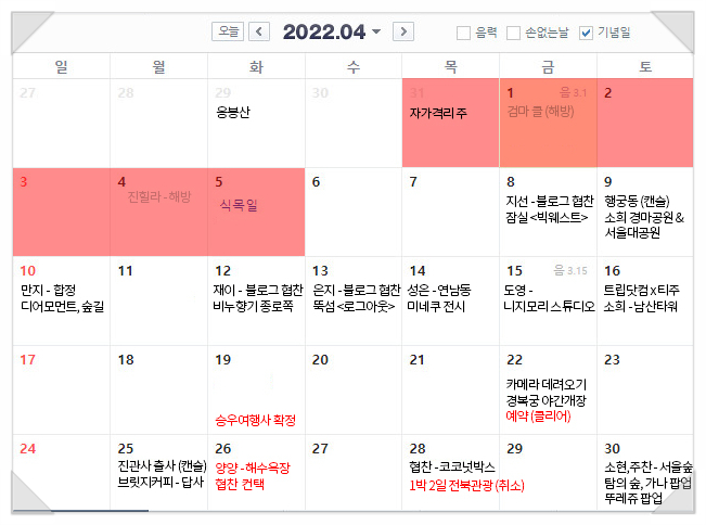  지난 4월의 일기, 나는 무엇을 했을까?