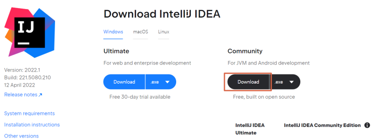  intelliJ 무료버전 설치 - 윈도우, Free& built on open source