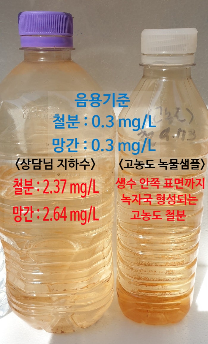 지하수 녹물은 어떻게 정수할까요? ( 지하수 철분 + 지하수 망간 수치 높을때 ) 지하수 녹물은 어떻게 정수할까요? ( 지하수 철분 + 지하수 망간 수치 높을때 )