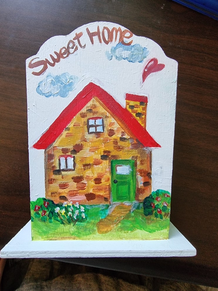 sweet home : 나무 반제품에 아크릴 페인팅