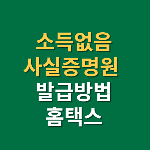  소득없음 사실증명원 발급 방법과 준비물(f. 인증서, 신고사실없음, 홈택스, 세무서)
