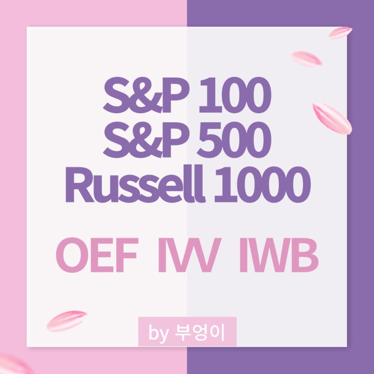 미국 시가총액 상위 종목 관련 ETF - OEF, IVV, IWB (S&P 100, S&P 500, Russell 1000) 미국 시가총액 상위 종목 관련 ETF - OEF, IVV, IWB (S&P 100, S&P 500, Russell 1000)