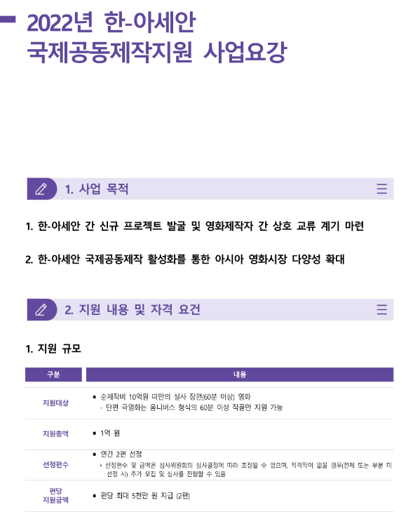 2022년 3차 한-아세안 국제공동제작지원 사업 공고 2022년 3차 한-아세안 국제공동제작지원 사업 공고