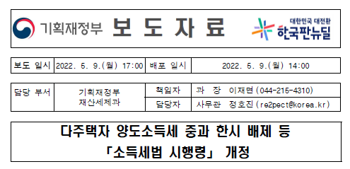  다주택자 양도소득세 중과 한시배제 : 앞으로 부동산 시장의 방향은