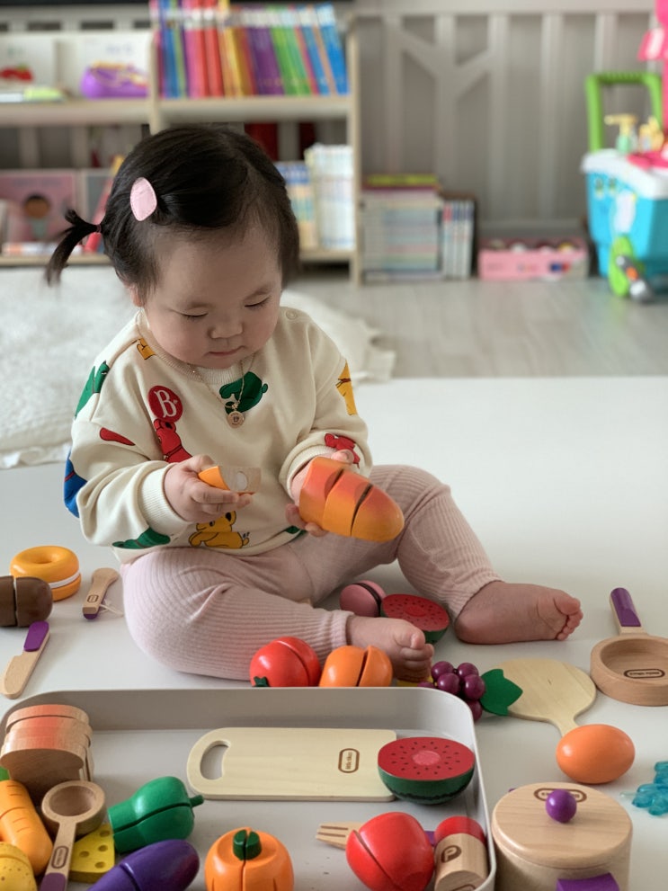  원목 주방놀이 소품으로 리틀타익스 과일자르기 사용 후기